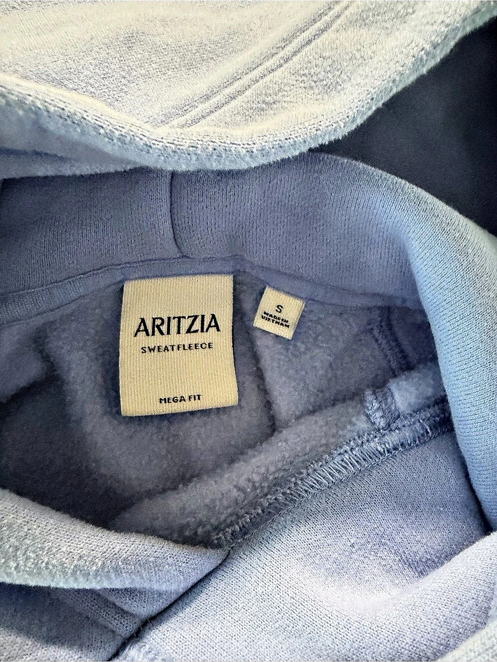 Aritzia Mega Fit Sweatfleece Blue Hoodie Size Small - Picture 2 of 4